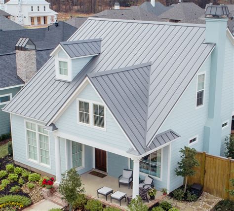 light blue houses silver metal roof|colors for metal roof houses.